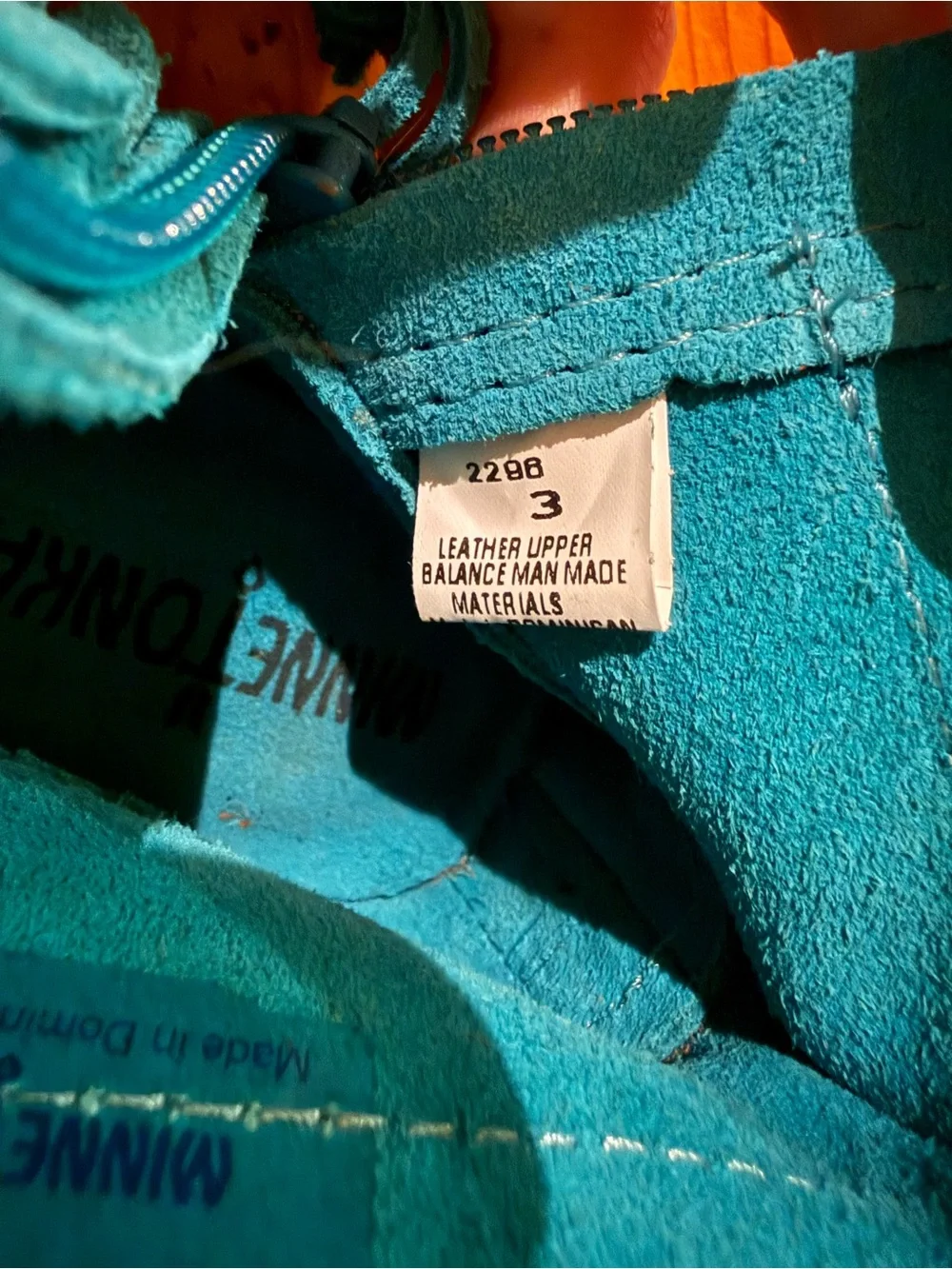 Minnetonka Turquoise Suede Fringe Kids Moccasins